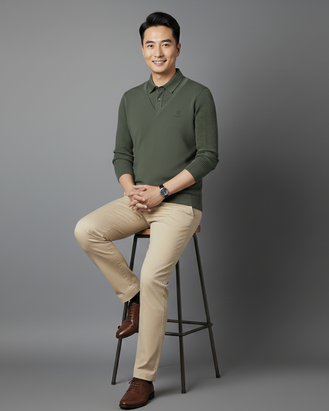 Camisola térmica multifuncional em caxemira premium para homem