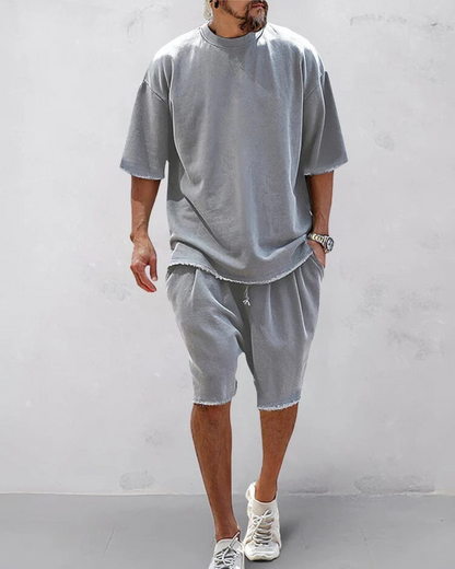 Conjunto Casual Monocromático de Estilo Solto Desportivo