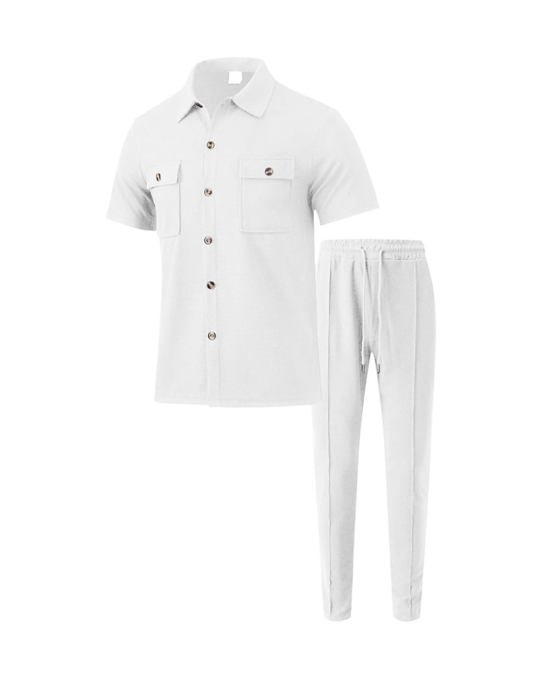 Conjunto casual de duas peças em algodão e linho