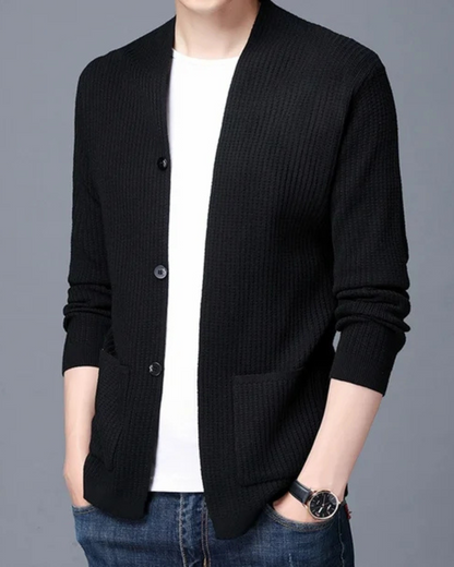 Camisola de malha com gola em V para homem