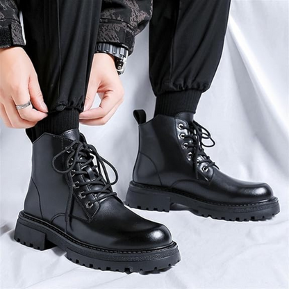 Botas de Couro de Biqueira Redonda para Homem