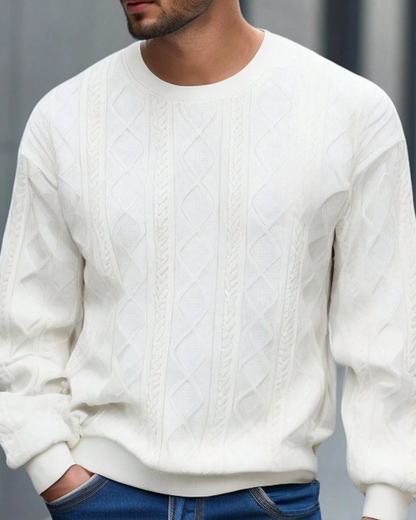 Suéter de manga comprida e gola redonda para homem