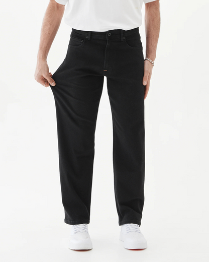 Calças de ganga clássicas de corte reto para homem