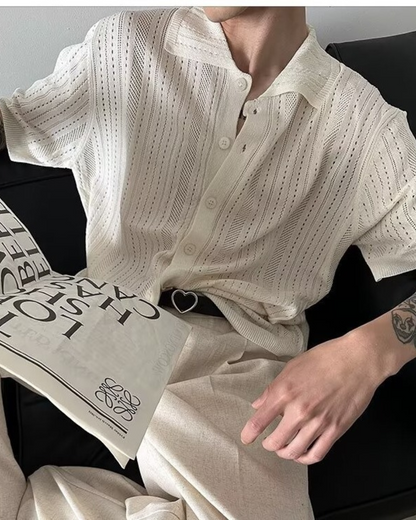 Camisa de verão em tecido com textura aberta