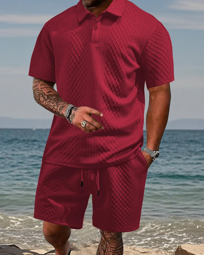 Conjunto de camisola de manga curta e calções para homem