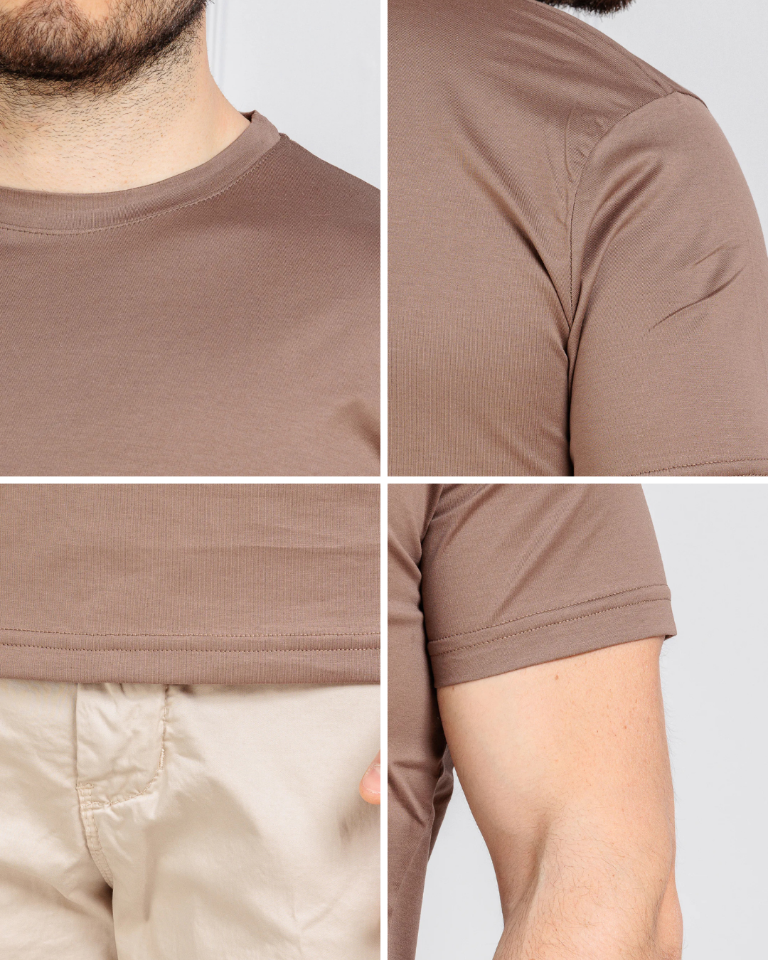 Camisola de Manga Curta de Corte Fino e Elástico de Cor Lisa para Homem