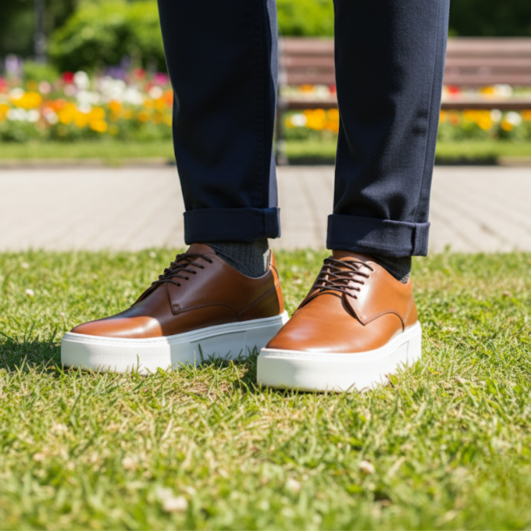 Sapatos casuais com sola grossa e confortável para homem