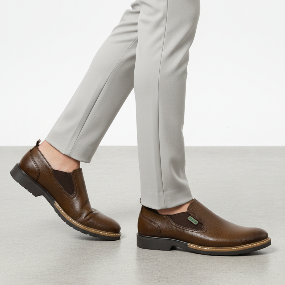 Sapatos em couro com sola ergonómica para homem