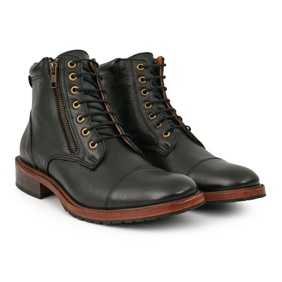 Botas casuais vintage com fecho ajustável para homem