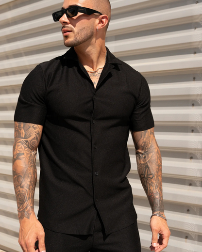 Conjunto de calças e camisola de manga curta casual para homem