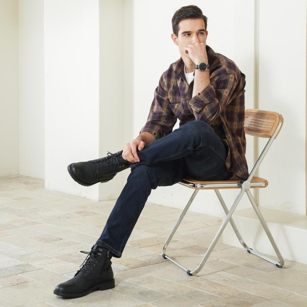 Botas de Couro com Sola Antiderrapante para Homem