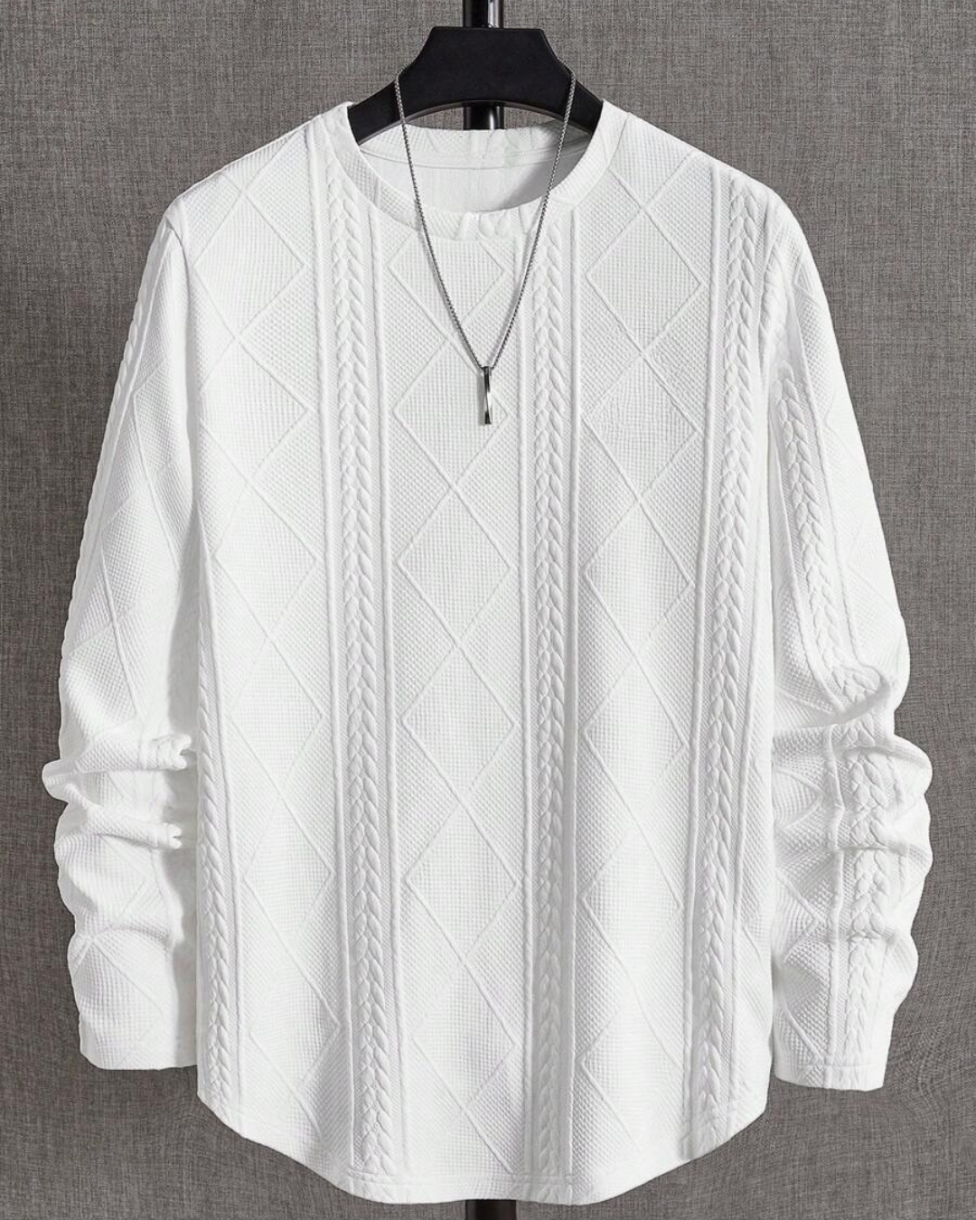 Suéter de manga comprida e gola redonda para homem