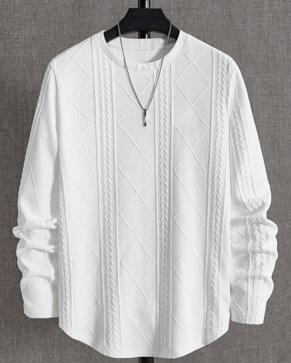 Suéter de manga comprida e gola redonda para homem