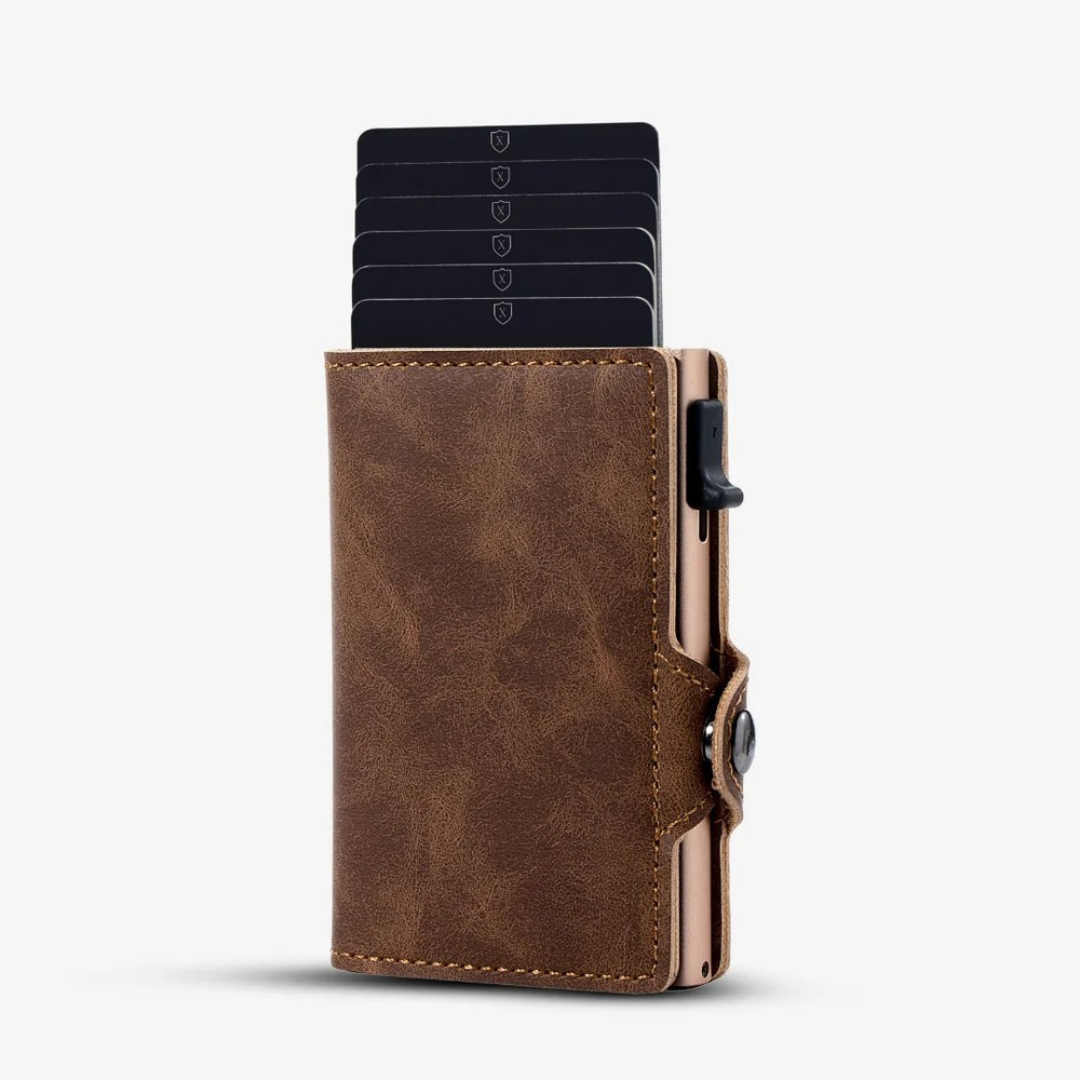 Carteira de Luxo com Proteção RFID e Design Compacto