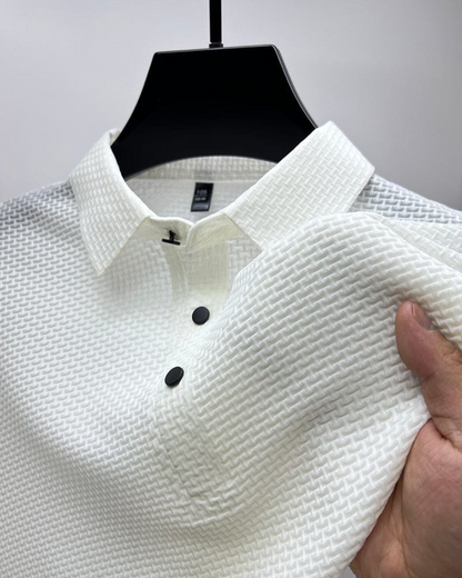 Camisa Pólo de Seda Premium com Estilo Minimalista
