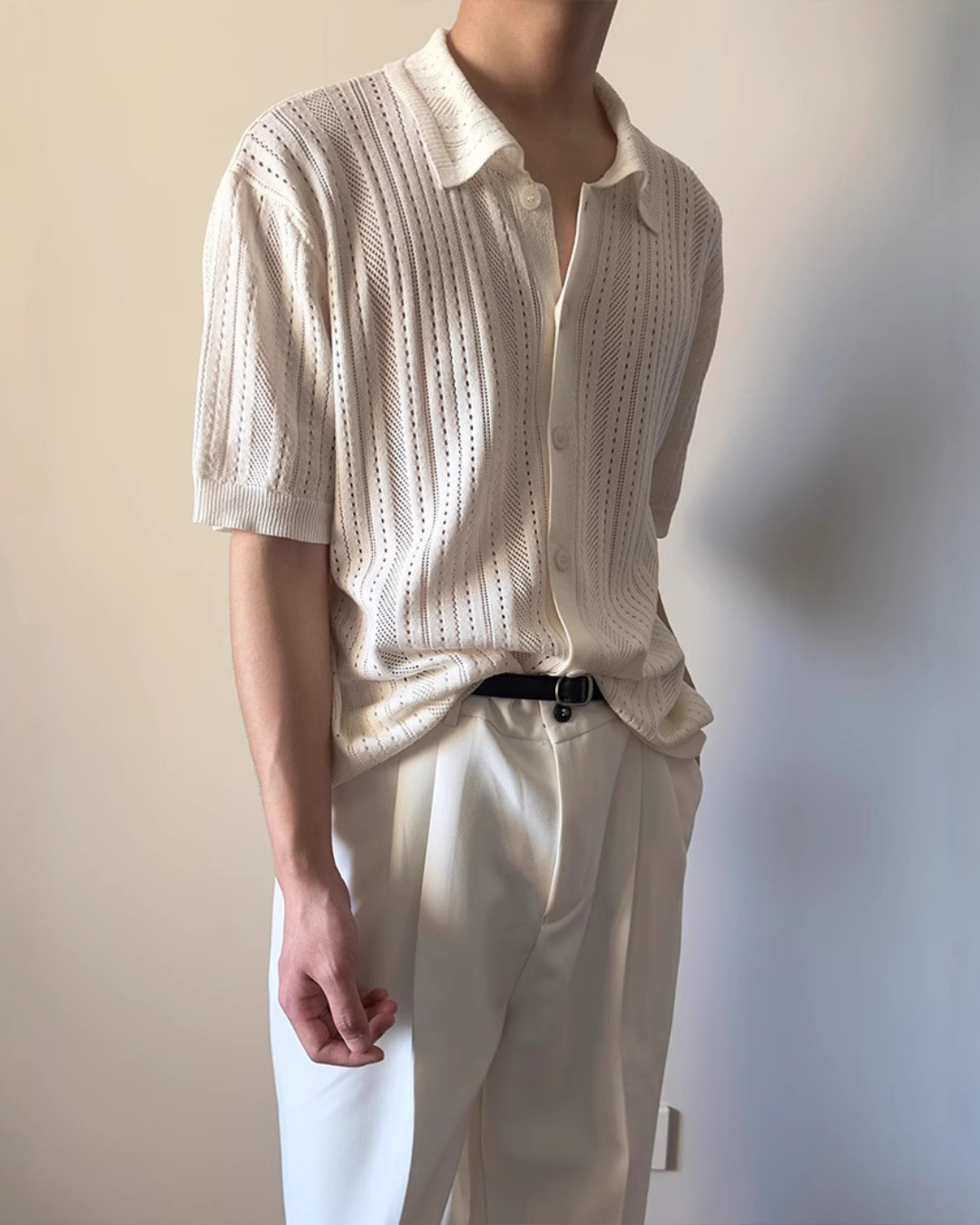 Camisa de verão em tecido com textura aberta