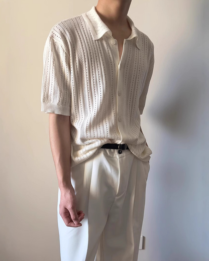 Camisa de verão em tecido com textura aberta