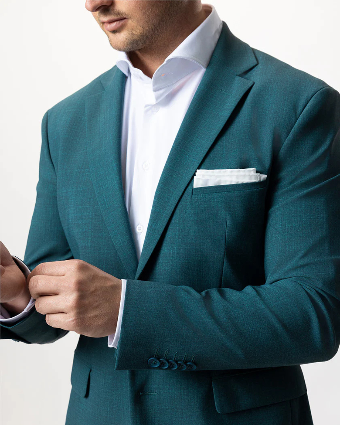 Conjunto de casaco e calças elegante para homem