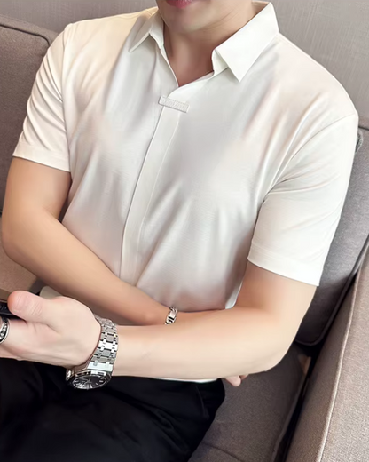 Pólo para Homem com Elevada Elasticidade, Leve, Macio e Resistente aos Vincos em Cor Sólida