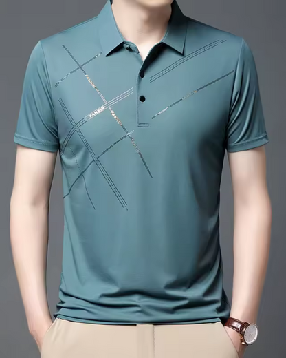 Camisa casual de manga curta para homem em tecido fino