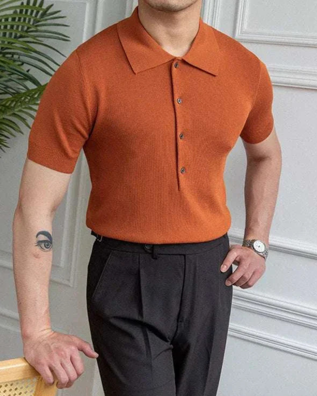 Polo clássico de manga curta para homem