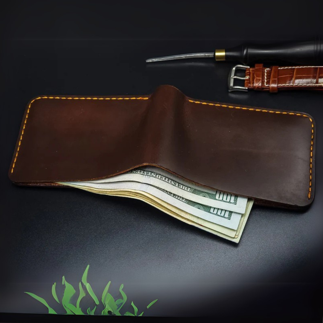 Carteira de Couro com Design Elegante e Costura Reforçada