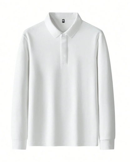 Polo de manga comprida casual para homem