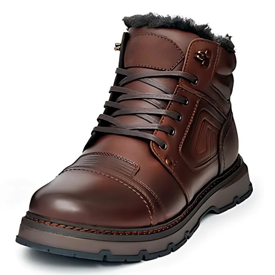 Botas de Inverno para Homem em Couro Genuíno Castanho