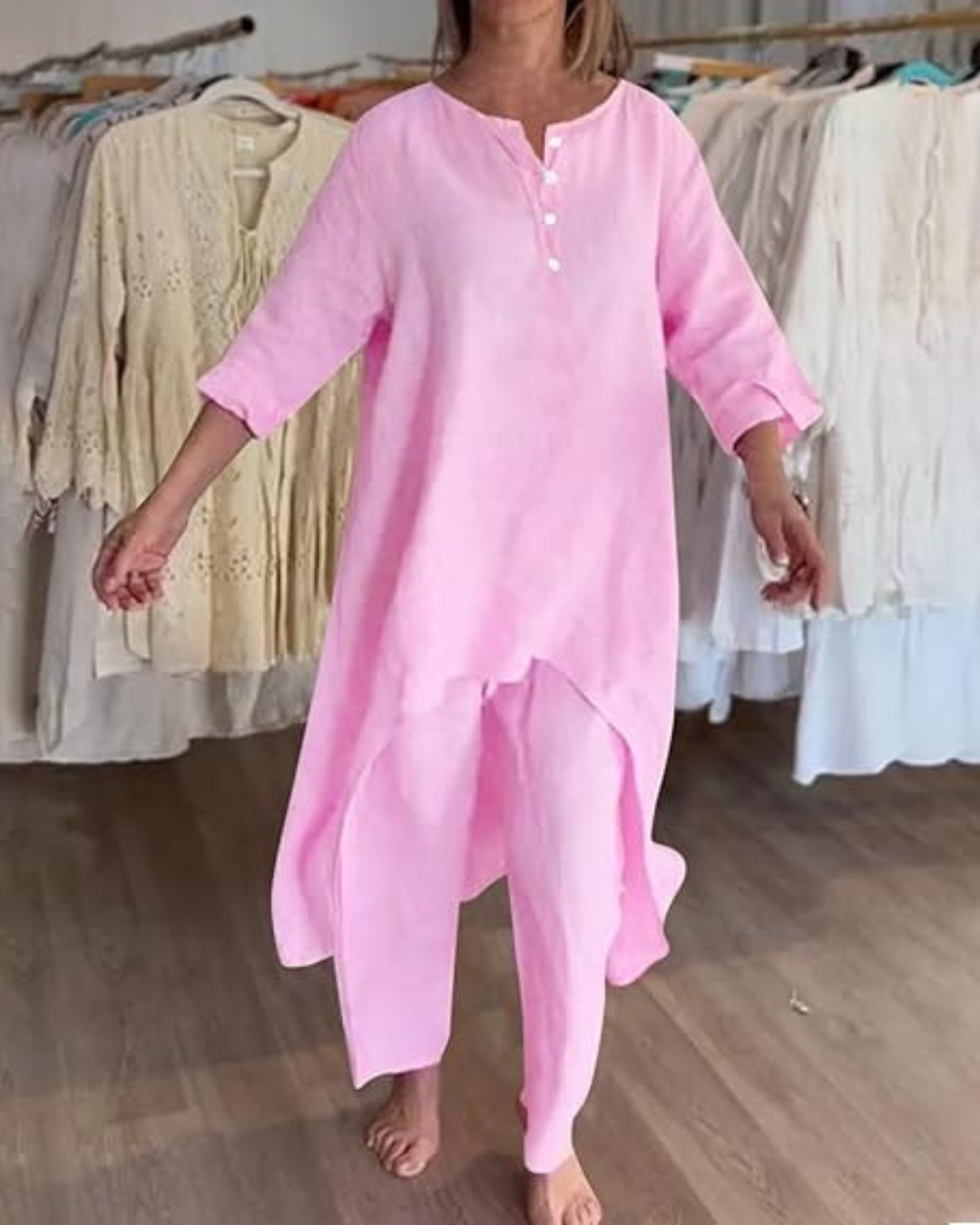 Conjunto Casual de Linho Para Mulher Estilo Natural®