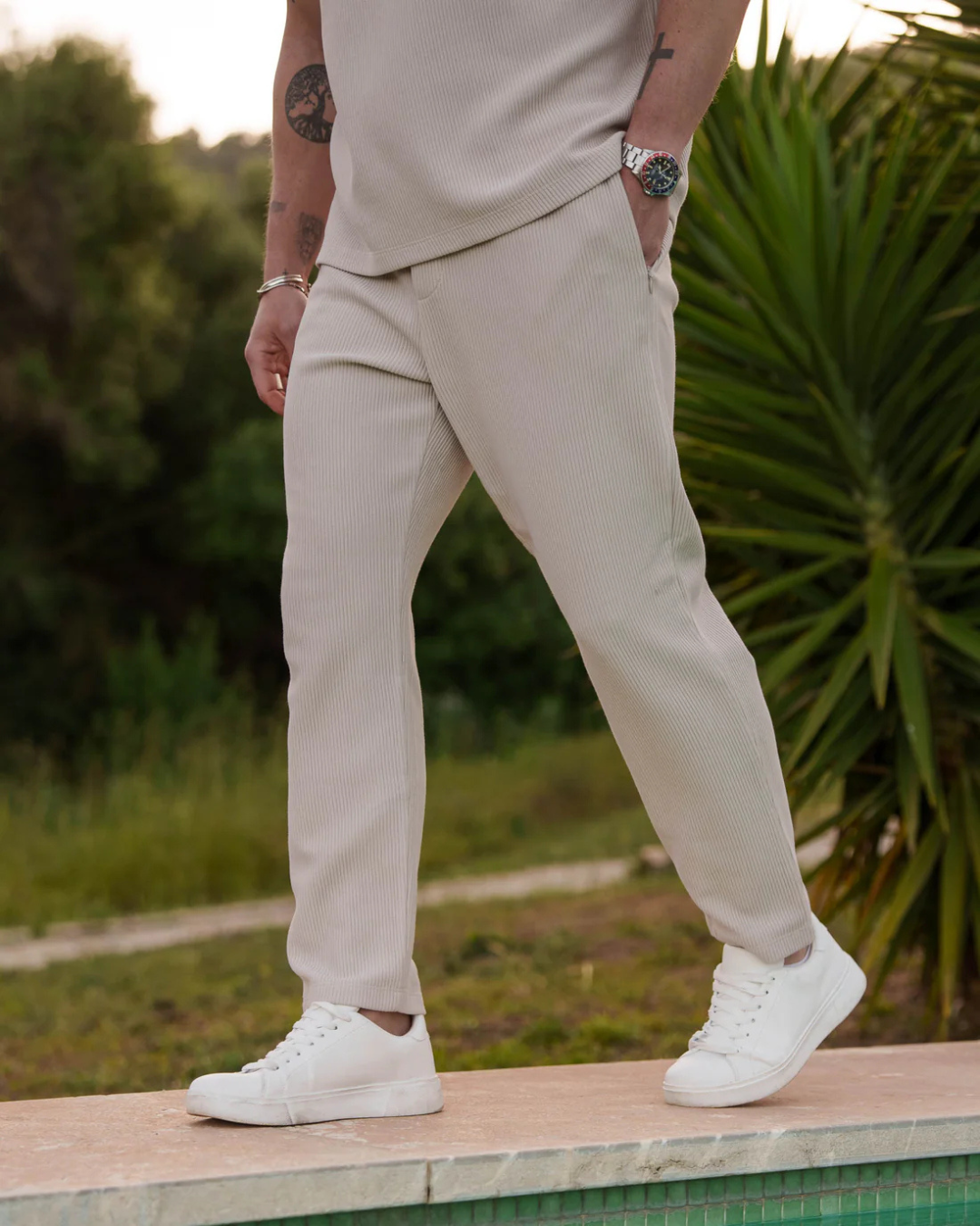 Calças Slim de Estilo Descontraído para Homen