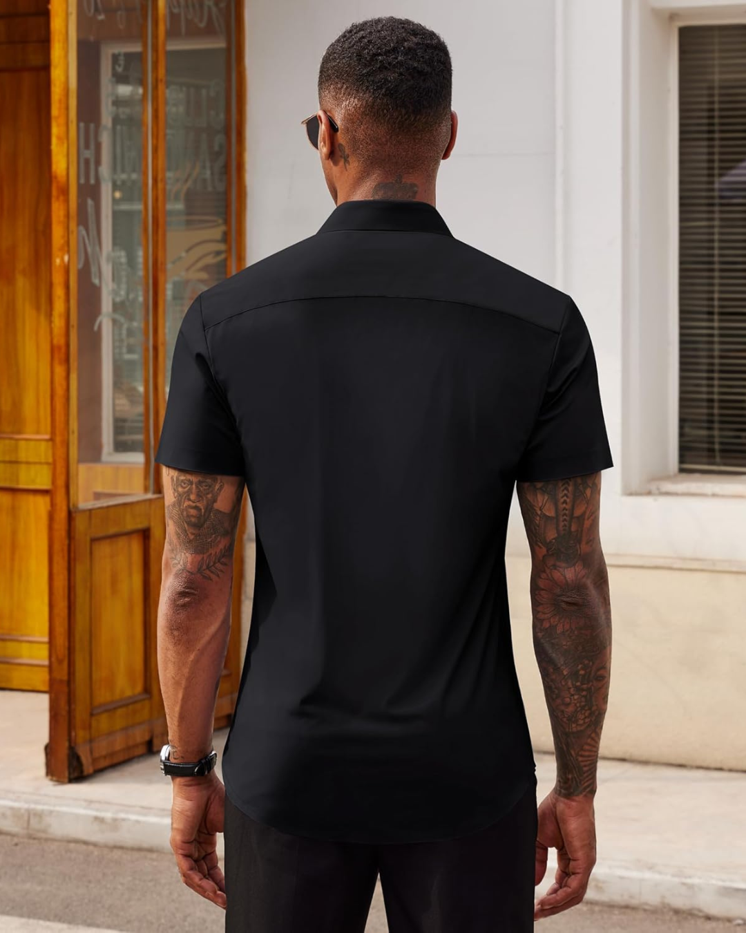 Camisa Casual de Manga Justa com Botões