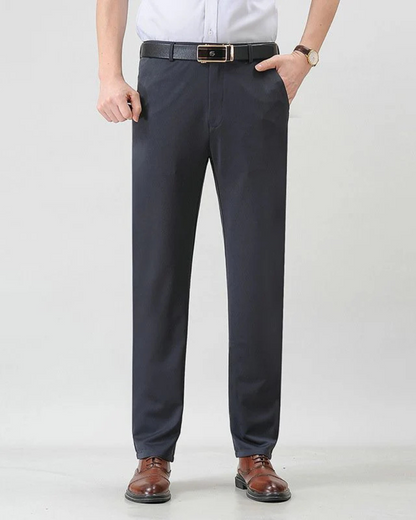 Calças de fato elásticas com forro felpudo para homem