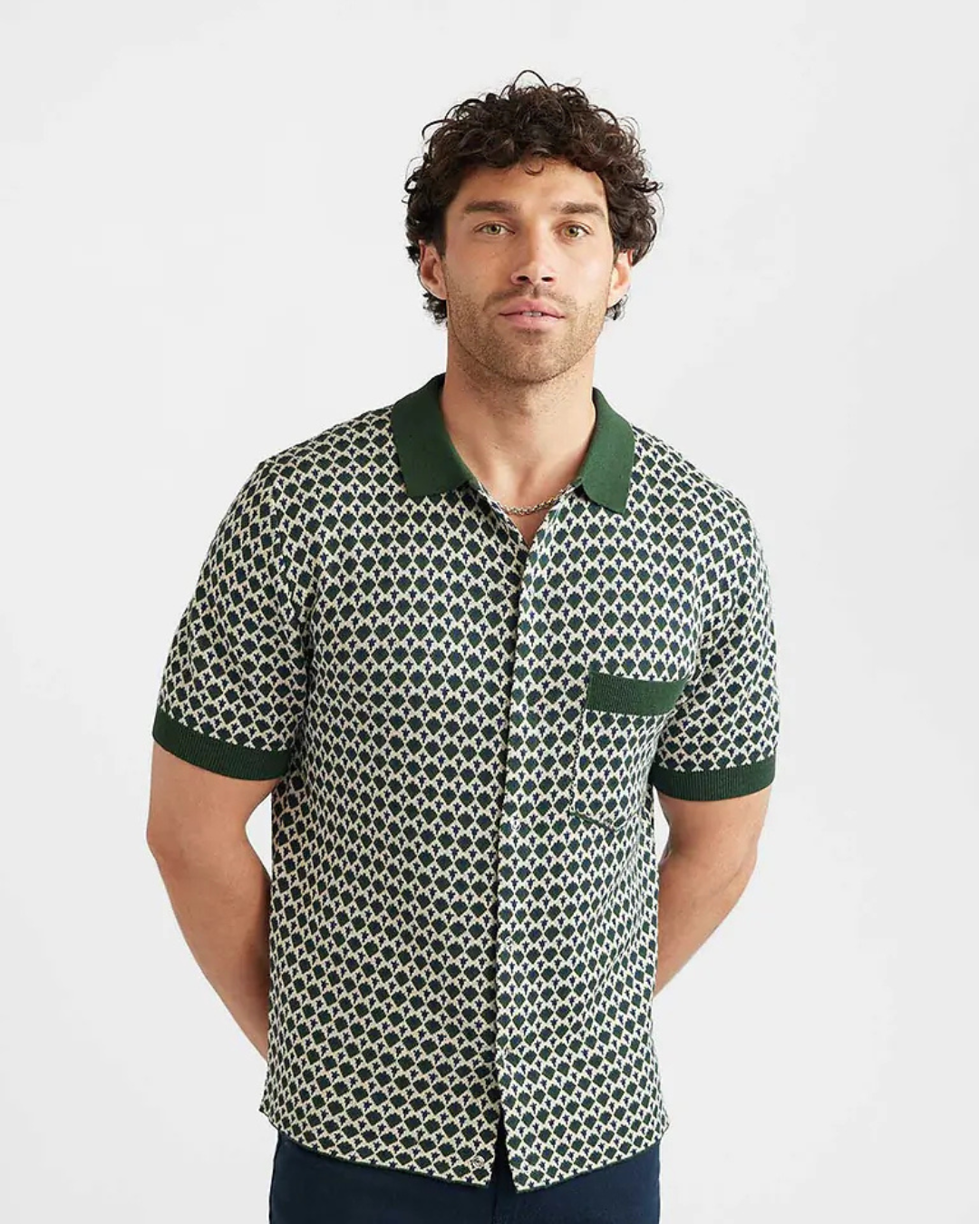 Camisa de Malha com Padrão Geométrico para Homem (OFERTA 2X1)