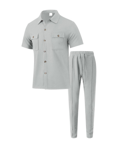 Conjunto casual de duas peças em algodão e linho