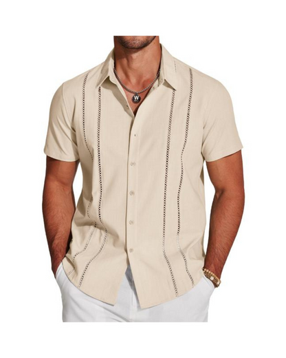 Camisa Guayabera de Linho Cubano para Homem Frescura e Estilo Intemporal