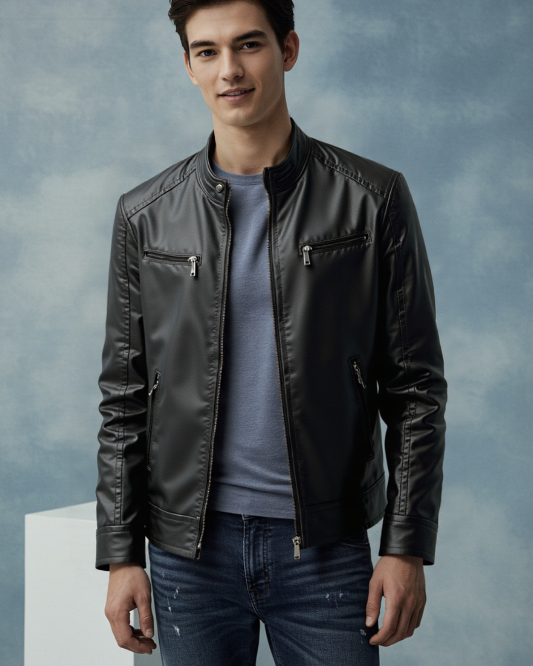 Casaco de couro para homem