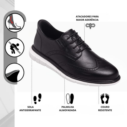 Sapatos de Couro Elegantes com Sola Antiderrapante para Homem