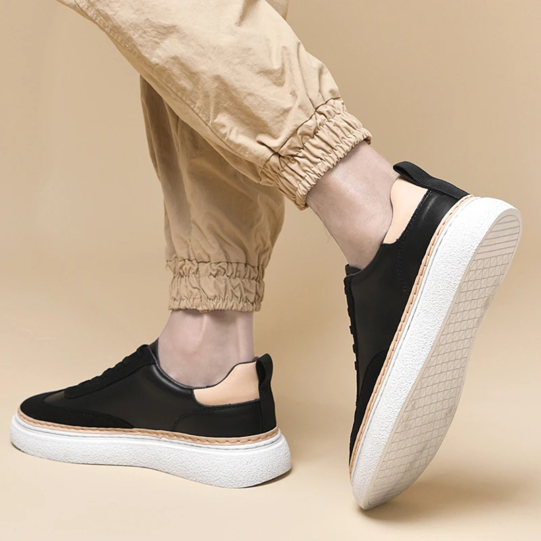 Sapatos casuais de couro genuíno para homem