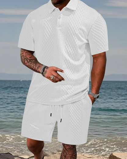 Conjunto de camisola de manga curta e calções para homem