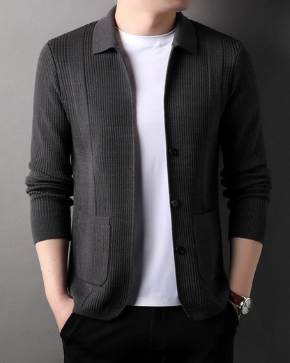 Camisola de malha com gola em V para homem