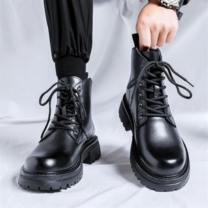 Botas de Couro de Biqueira Redonda para Homem