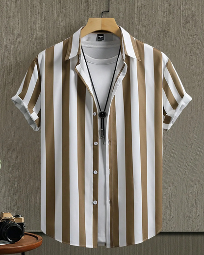 Camisa casual de manga curta com franjas para homem