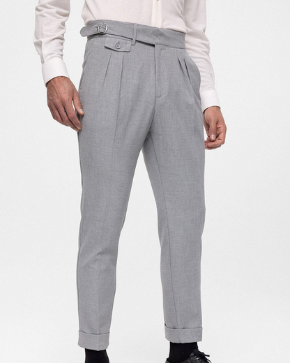 Calças de Pinças de Algodão de Linho de Qualidade Superior para Homem