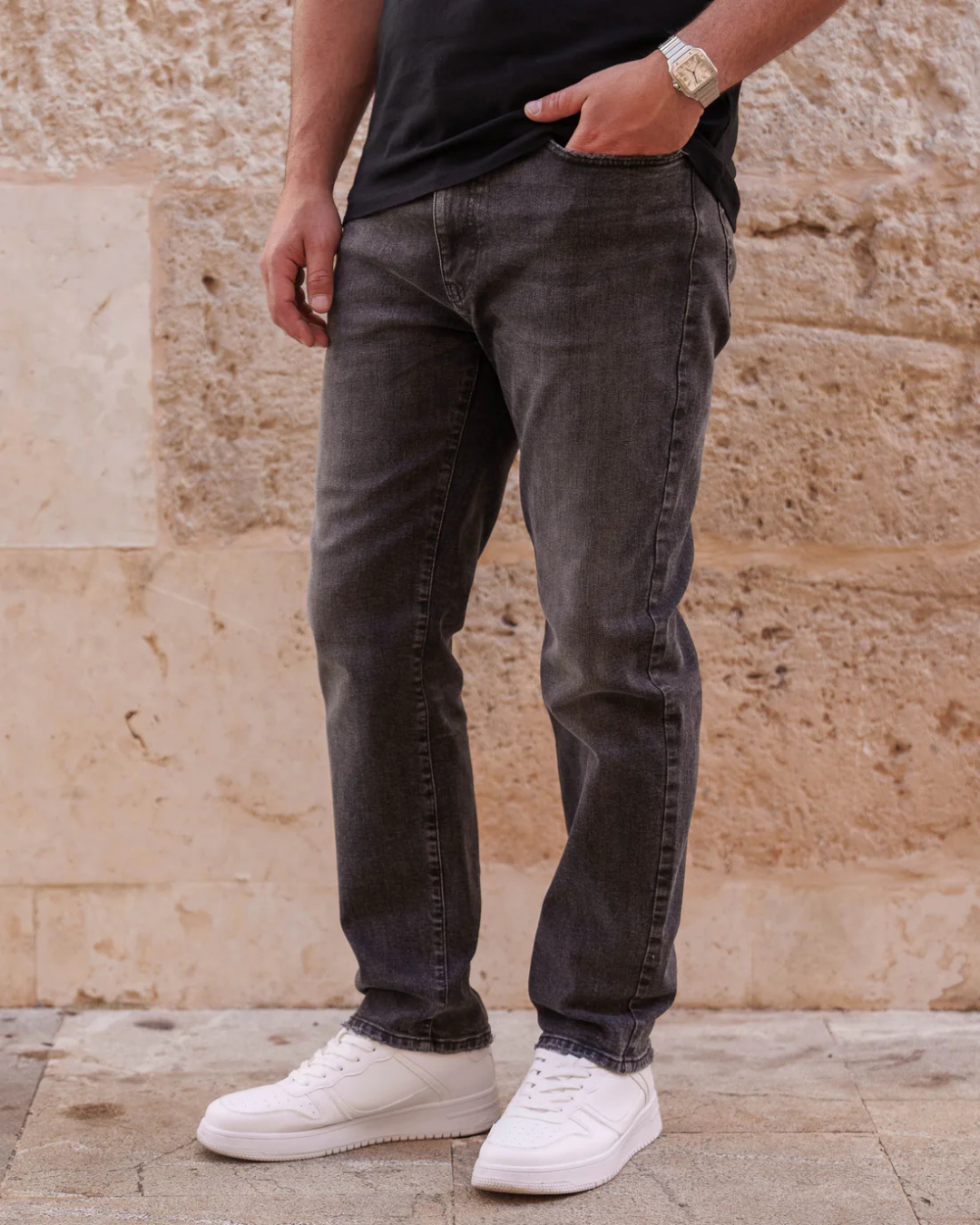 Calças básicas retas para homem