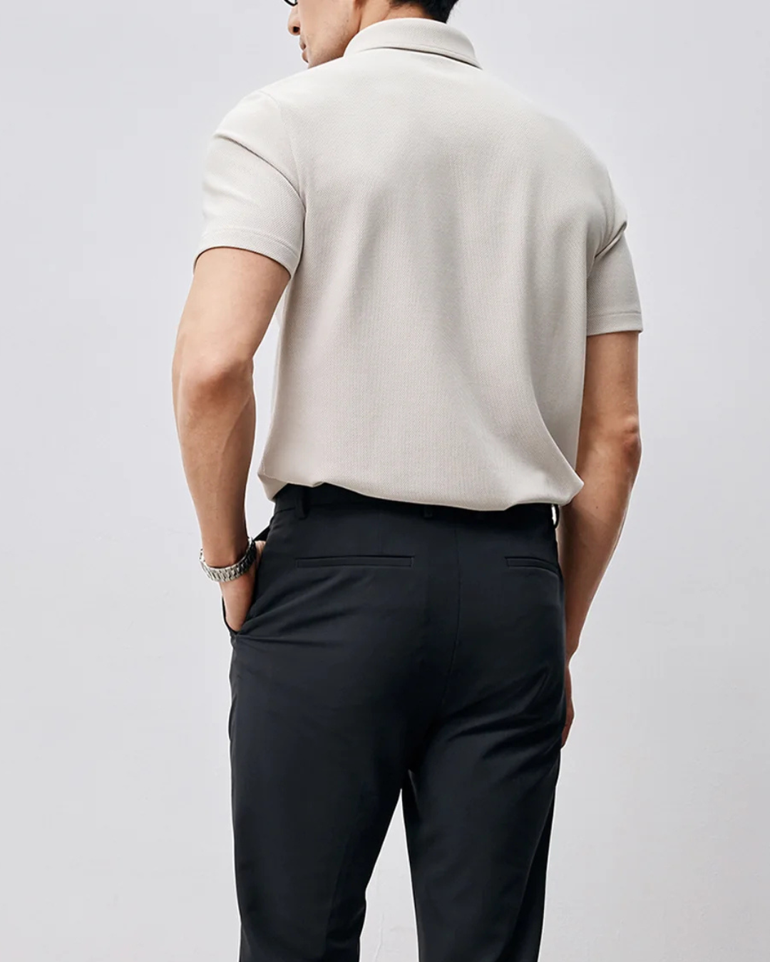 Pólo de Manga Curta em Piqué Respirável para Homen