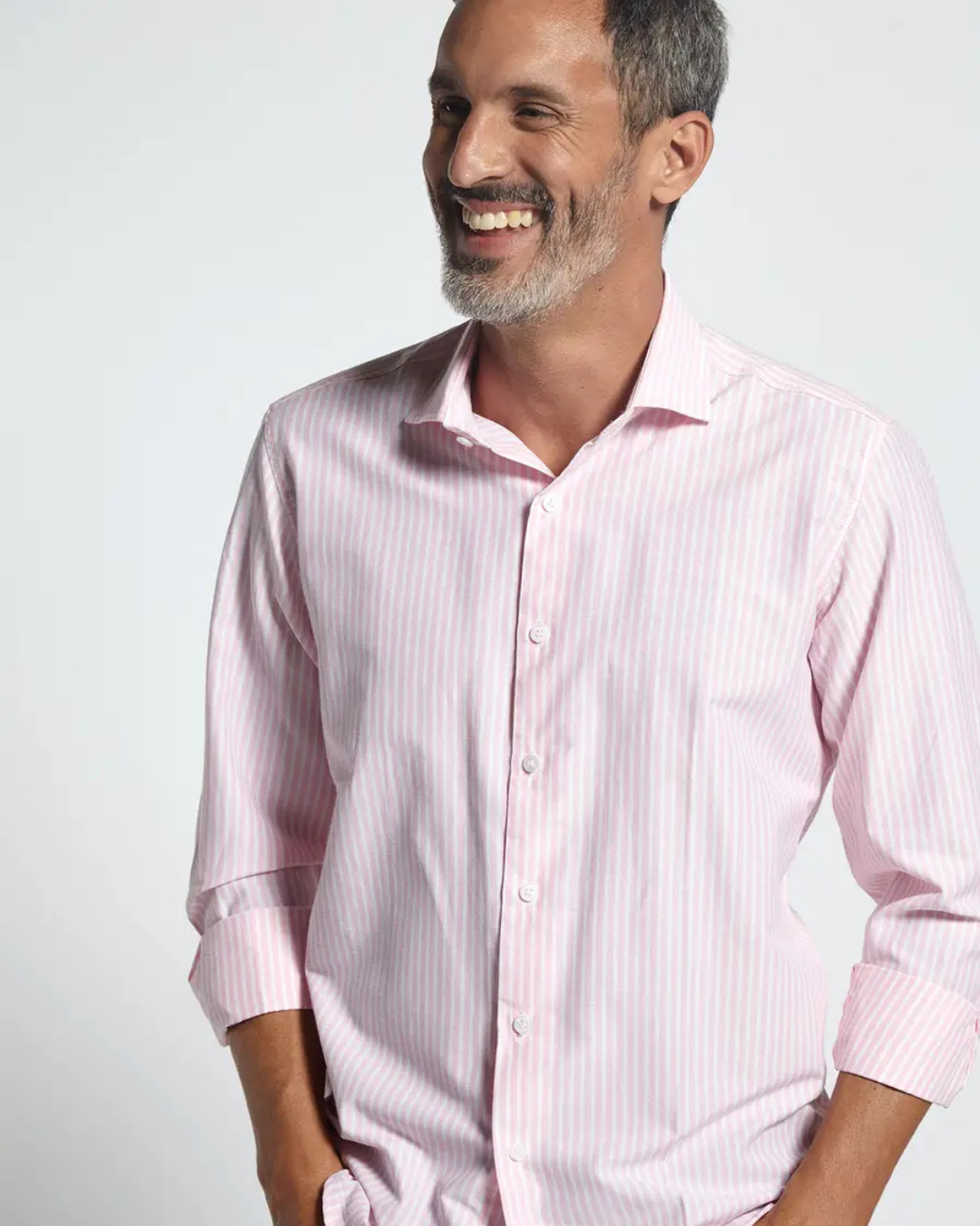 Camisa Clássica de Algodão com Riscas em Relevo para Homen