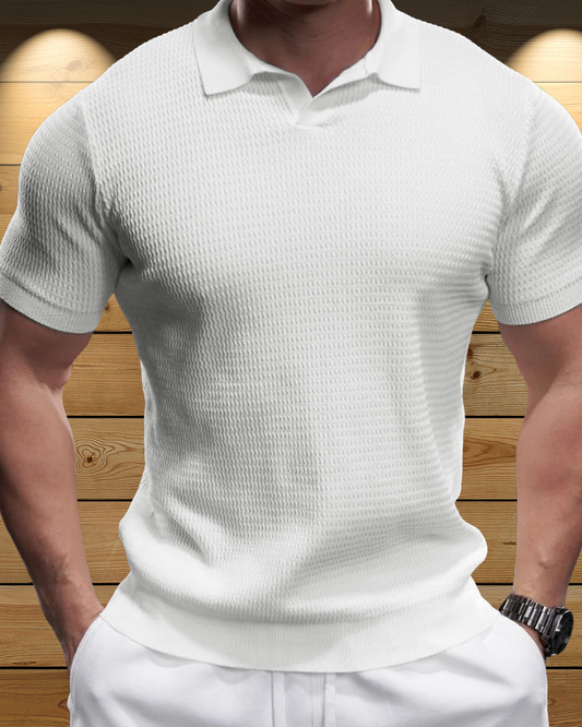 Camisa Polo Masculina em Malha Jacquard Estilo Moderno e Conforto Superior