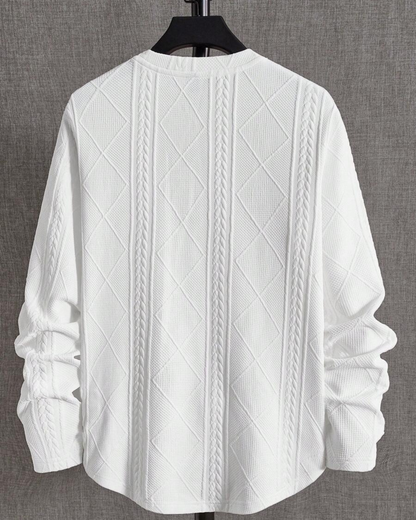 Suéter de manga comprida e gola redonda para homem