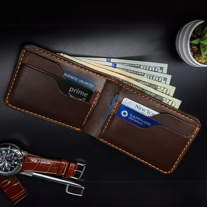 Carteira de Couro com Design Elegante e Costura Reforçada