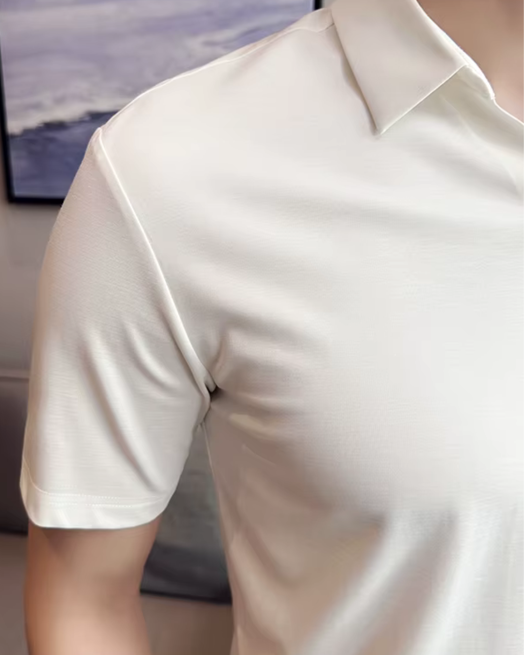 Pólo para Homem com Elevada Elasticidade, Leve, Macio e Resistente aos Vincos em Cor Sólida